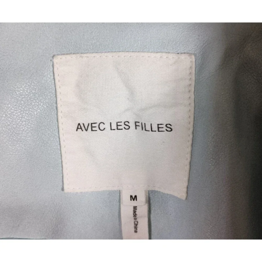 Avec Les Filles Anthropologie Pale Blue Faux Leather Jacket Women's Size Medium